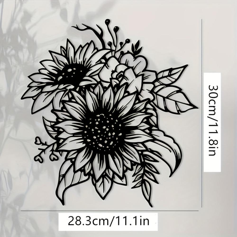 

Black Metal Sunflower Wall Art, Large Wrought Iron Flower Sculpture for Home Garden Terrace Decor, Housewarming Wedding Easter Gift чёрный