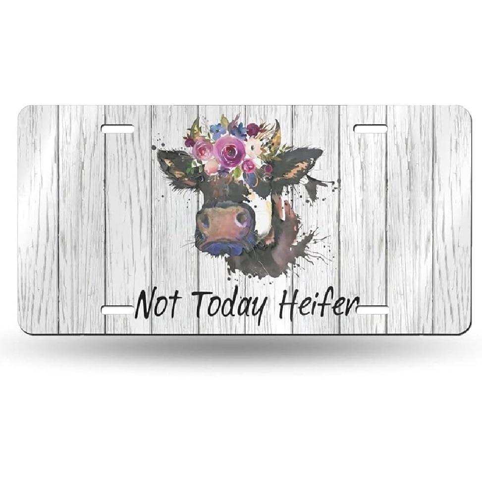 Black And White Compass Rose Front License Plate Aluminum Decorative License Plates Funny Metal Car Plate 6"X12" Novelty Vanity Tag Cover With 4