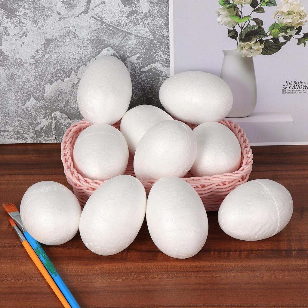 8cm 10pcs DIY Painting Easter Eggs White Craft Balls Foam Egg Coloring Craft Kit For Easter Theme Party Kids Favors Handmade