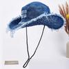 The new western denim bucket hat shows the personality, small face and old mountaineering hat, sunshade design sense, niche basin hat tide