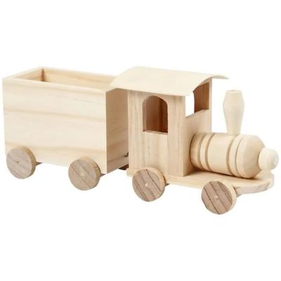 Brinquedo - Trem de madeira com vagão - 21,5 x 6,5 x 9,5 cm - Decoração quarto infantil - Misto