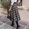 Women's Vintage Plaid High-Waist A-Line Casual Midi Skirt