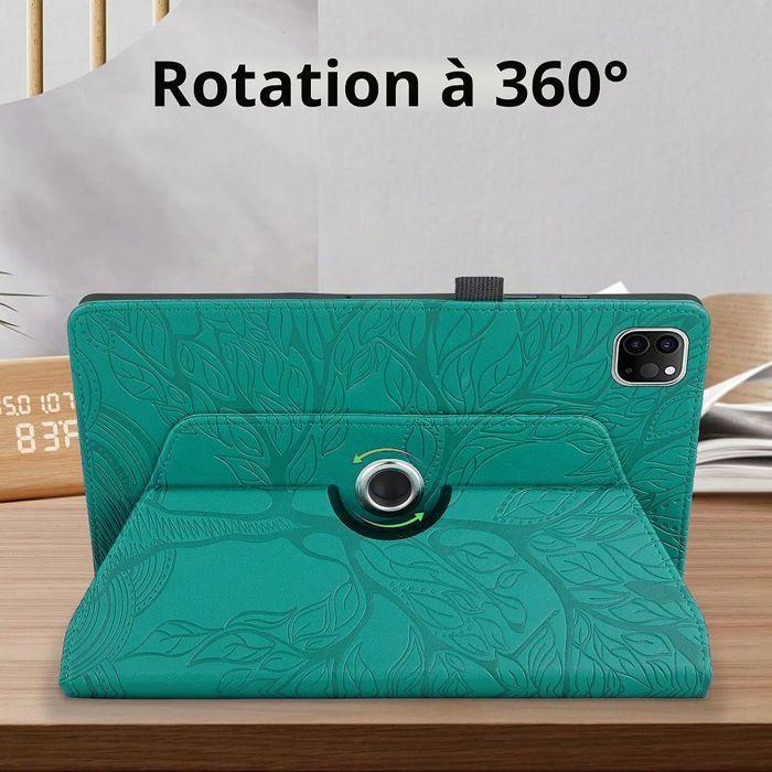 Coque pour iPad Pro 11 Pouces (2022/2021/2020/2018) Protection Rotative Motif Arbre Synthécuir Vert