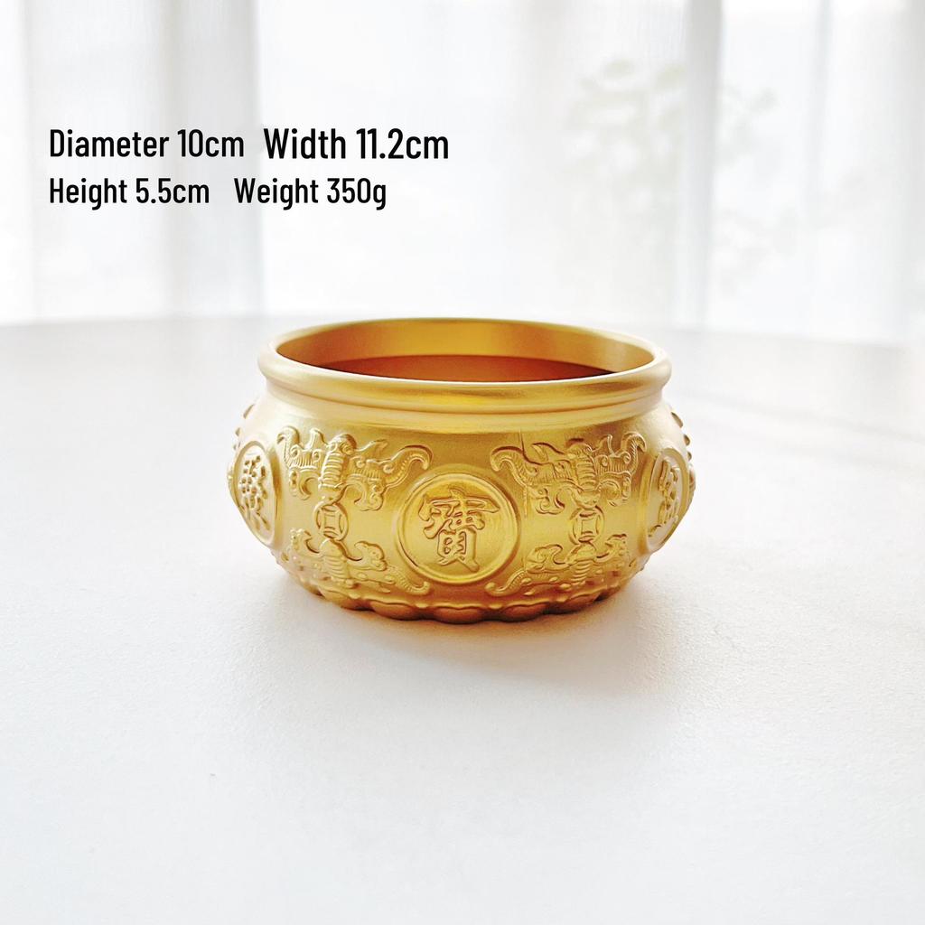 Solid Brass Eight Blessings Double Fish Money Jar