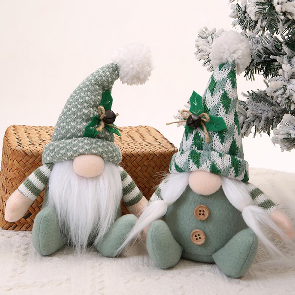 Holiday Gnome Ornament Rustic Christmas Gnome Accent Handmade Plush Christmas Gnome Doll Decorations Green Swedish for Home