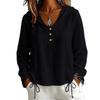 Herbst Winter Mode Lässig Einfarbig Knopf Kapuze Langarm Hemd Damen Oberteil Bluse