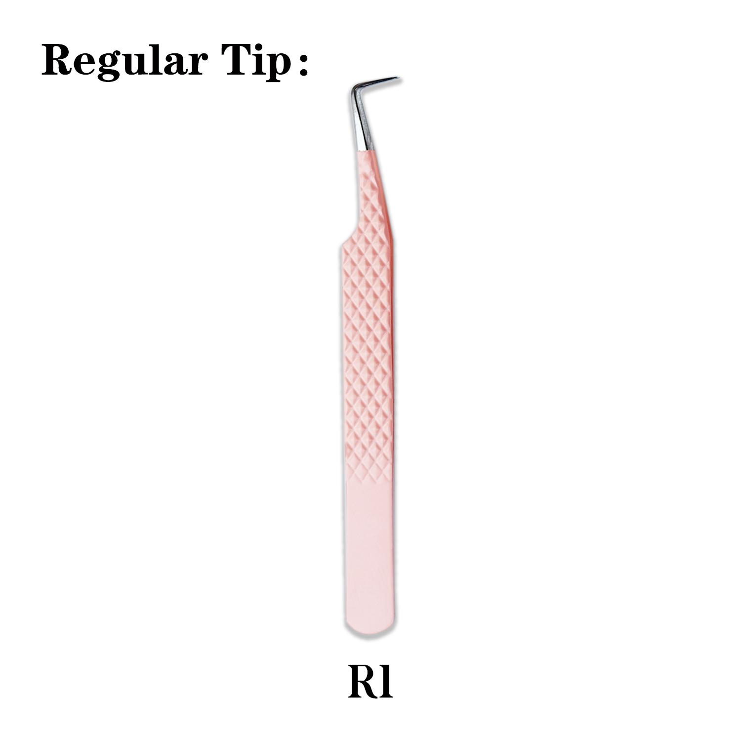 Professional Eyelash Tweezers Custom Logo Pink Lashes Isolation Applicator Tweezers Fiber Tip Tweezers for Eyelash Extension Pointed