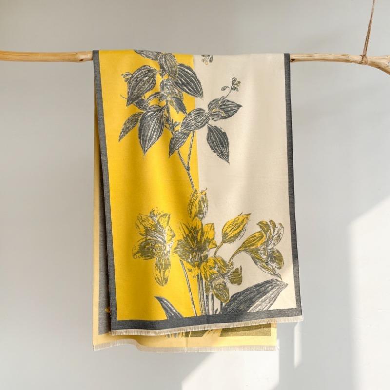 Literary retro flower fashion thickened imitation cashmere scarf women's air conditioner shawl autumn and winter warm scarf