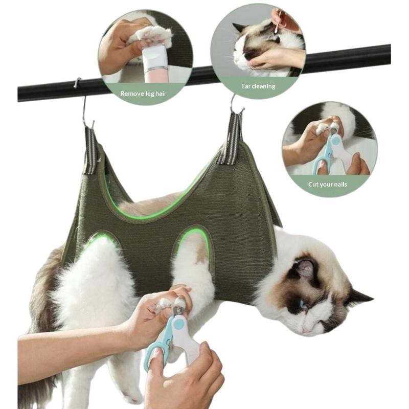 Ammaca per toelettatura animale domestico per cane gatto taglio unghie toelettatura sacca di contenimento con ganci aiuto antigraffio per alimentazione bagno pelo