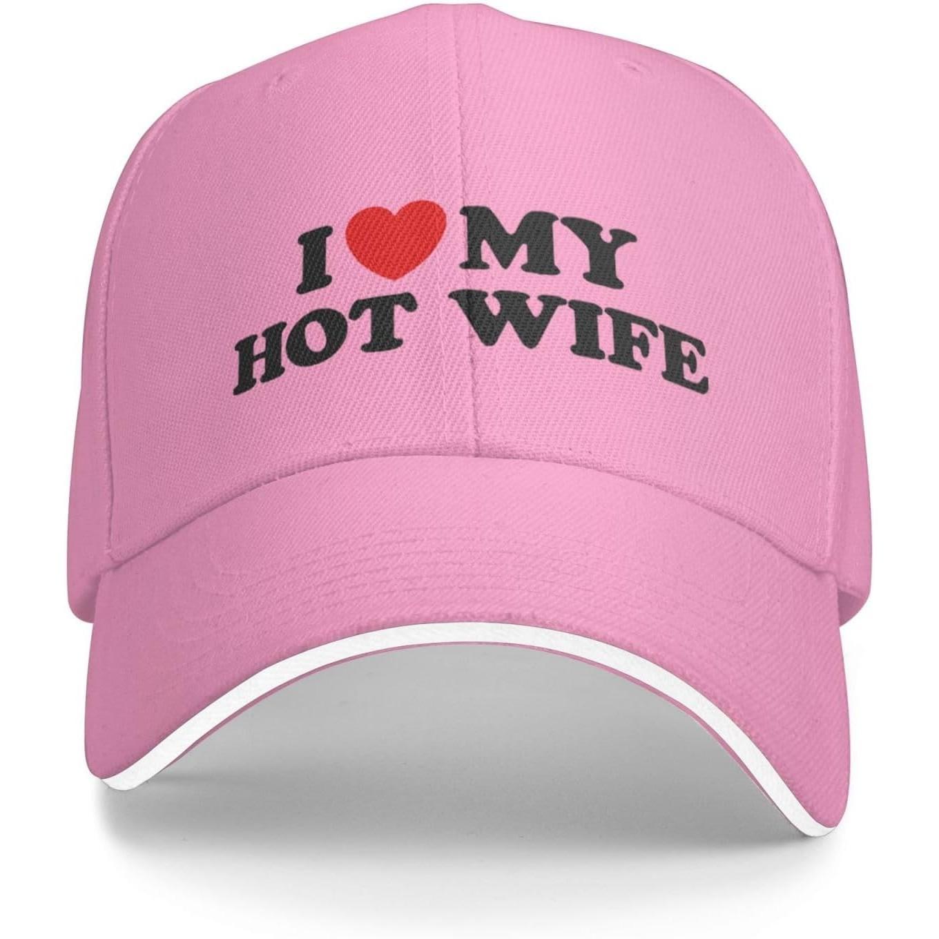 I Love My Hot Wife Graphic Baseball Cap Polyester Adjustable Casual Summer Beach Hat Adjustable