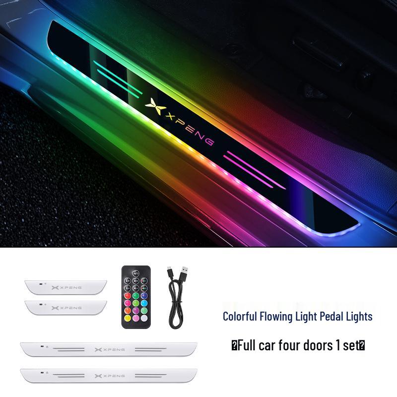XPeng Car Luminous Door Sill Light - No Wiring Needed, Colorful LED Ambient Welcome Lights