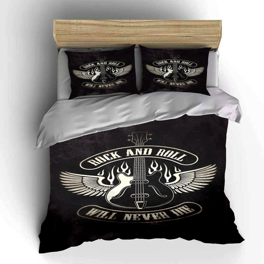 Rock and Roll Guitar Design Bedding Set Bedding set (1 duvet cover, 2 pillowcases, duvet not included)
