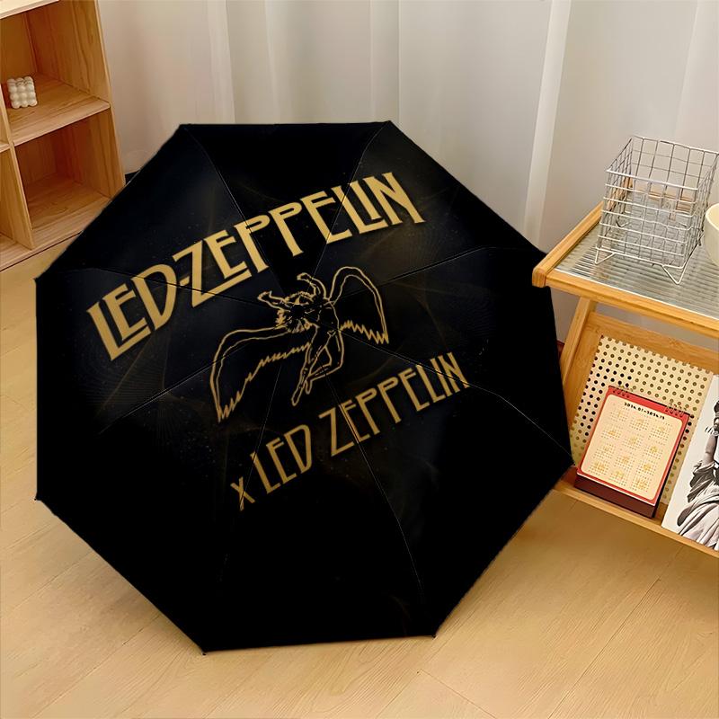 Led Zeppelin Druck 8?Rippen Automatischer Regenschirm Winddicht Leicht Faltbarer Regenschirm Für Reisen im Freien