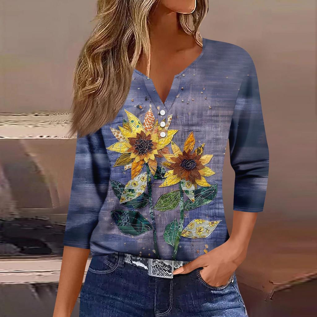 Women's 3/4 Sleeve Shirts Graphic Tees Shirts Casual Basic Tops Pullovers