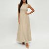 Sleeveless Maxi Dress for Women Formal Elegant A Line High Waist Long Dress Crew Neck Summer Party Wedding Guest