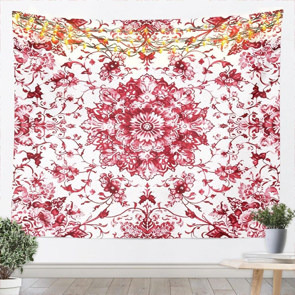 Kids Black White Wall Hanging Blanket for Boys Girls Teens Antique Victorian Baroque Wall Art Breathable Gothic Vintage Floral