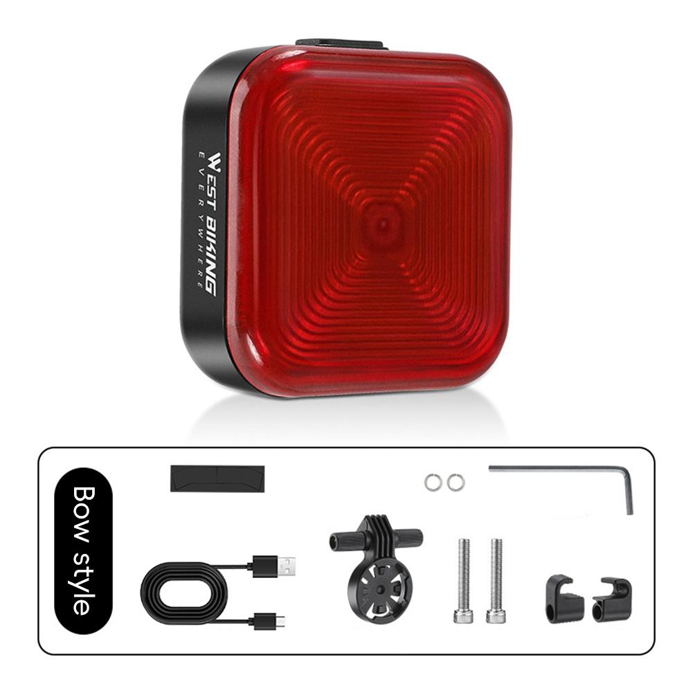 

Велосипедные светодиодные квадратные задние фонари высокой яркости, многорежимные, водонепроницаемые, предупреждающие задние фонари для ночной езды, оборудование для езды Bow style