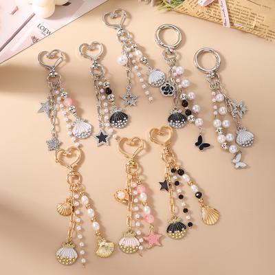 Cute Crystal Love Heart Keychain Angel Wing Key Ring for Women Girls Handbag Pendants DIY Handmade Jewelry Gifts