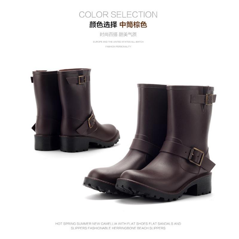 New Rain Shoes Women's Medium Tube Fashion Rain Boots Shoes Worn On Rainy Days Water Shoes Waterproof Martin Boots Non-slip Rubber Shoes