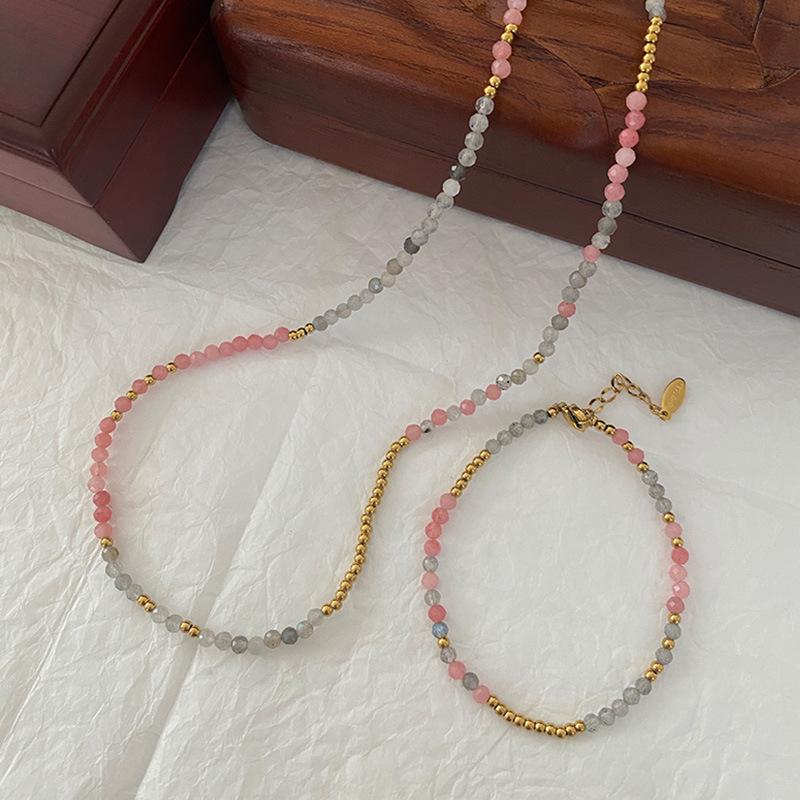 Women's Handmade Beaded Natural Stone Choker - Spring/Summer High-End Sweater Necklace