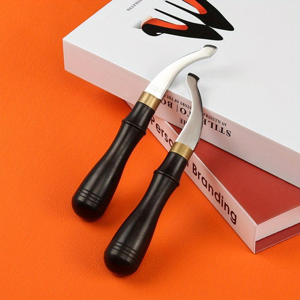 1 buc. Dispozitiv de biguit margini din piele, cu mâner din lemn, dispozitiv de tăiat piele cu slot superficial, trimmer pentru canelare și biguire, biguitor pentru margini din piele