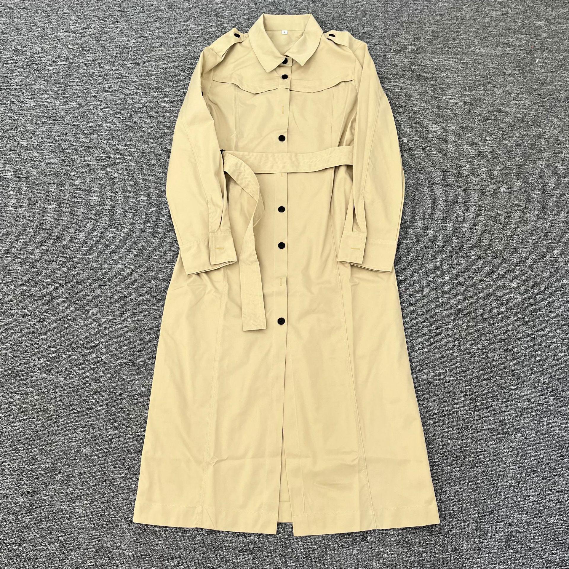 

2024 Autumn/Winter Women s Slim Trench Coat Dress Medium хаки