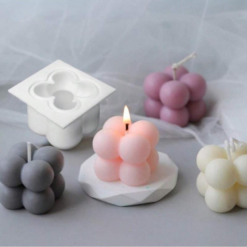 Silicone Small Bubble Cube Scented Candle Mold Ball Small Magic Cube Candle Mold Soy Wax DIY Cake Mousse Mold Home Decoration