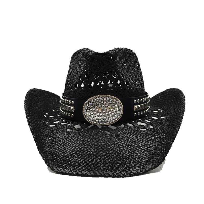 Thickened summer cowboy hat sun hat black summer thickened sun hat cowboy straw hat men and women beach hat