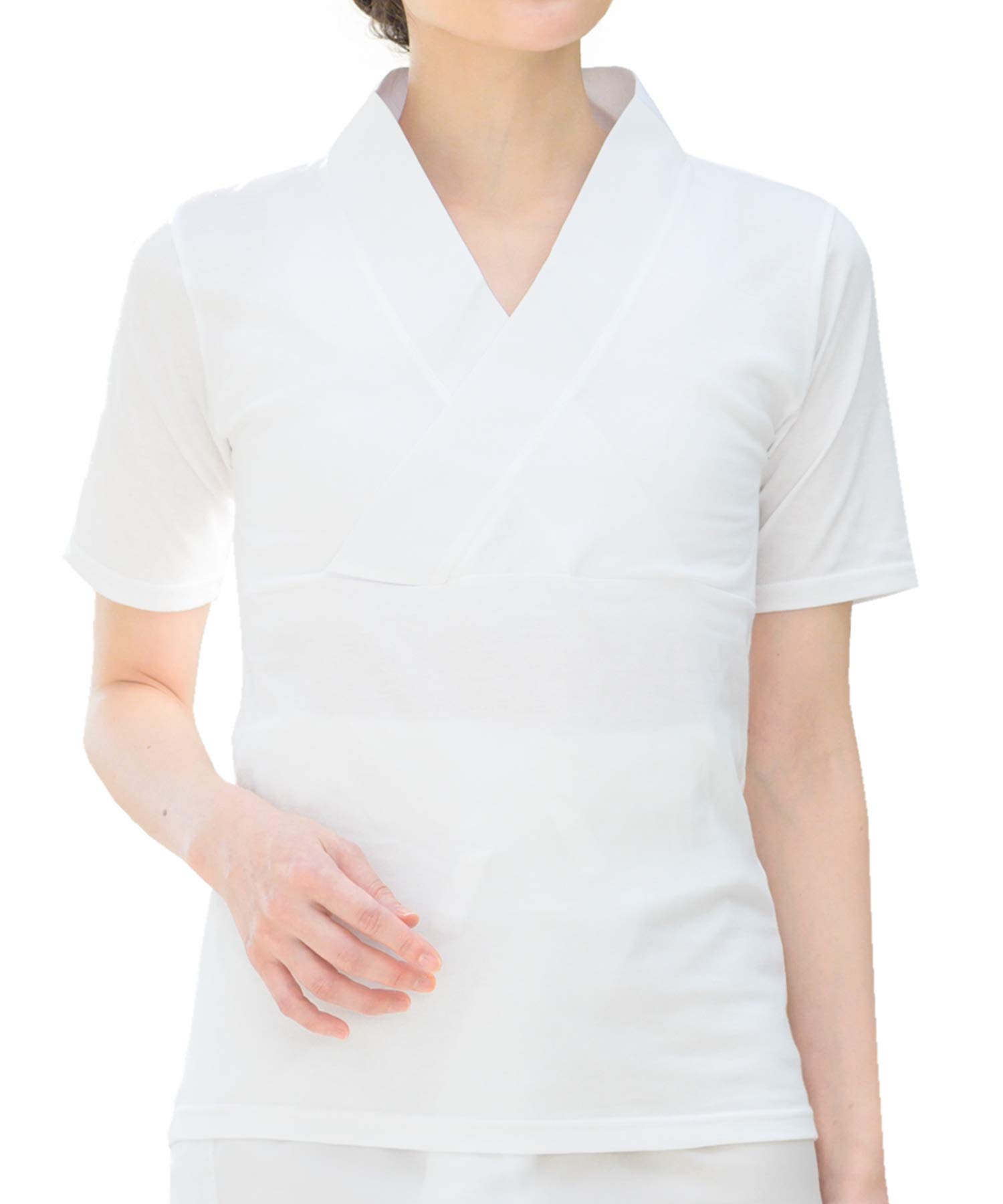 

[SOUBIEN] (Soubien) Half-length undergarment T-shirt for women, white, cotton, shapewear, Japanese style underwear, made in Japan, uw0179w, LL size