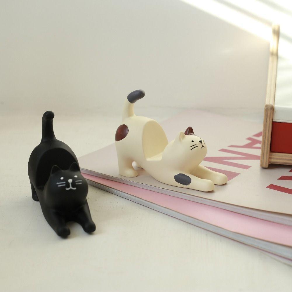Cat Model Cat Phone Holder Resin Doll Cell Phone Bracket Mobile Phone Stand  Desktop Ornaments