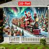2D plane  1pc holiday Christmas train scene background - polyester party banner  Santa Claus  Christmas decoration