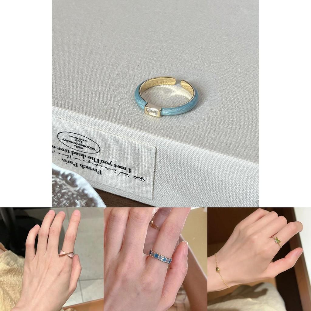 Luxurious Blue Enamel Ring With Unique Mother Of Pearl For Women Timeless Fashion