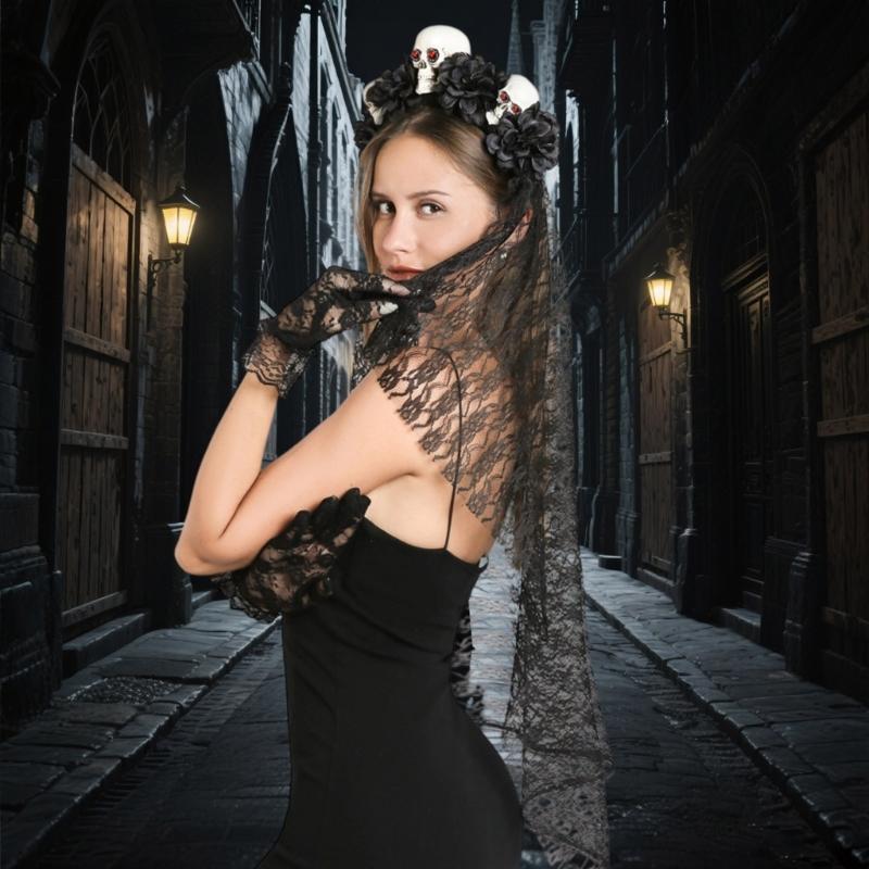 Dunkler Gothic-Stil Totenkopf Haaraccessoire Leichte Harz-Haarbänder Haarschmuck für Cosplays und Musikfestivals