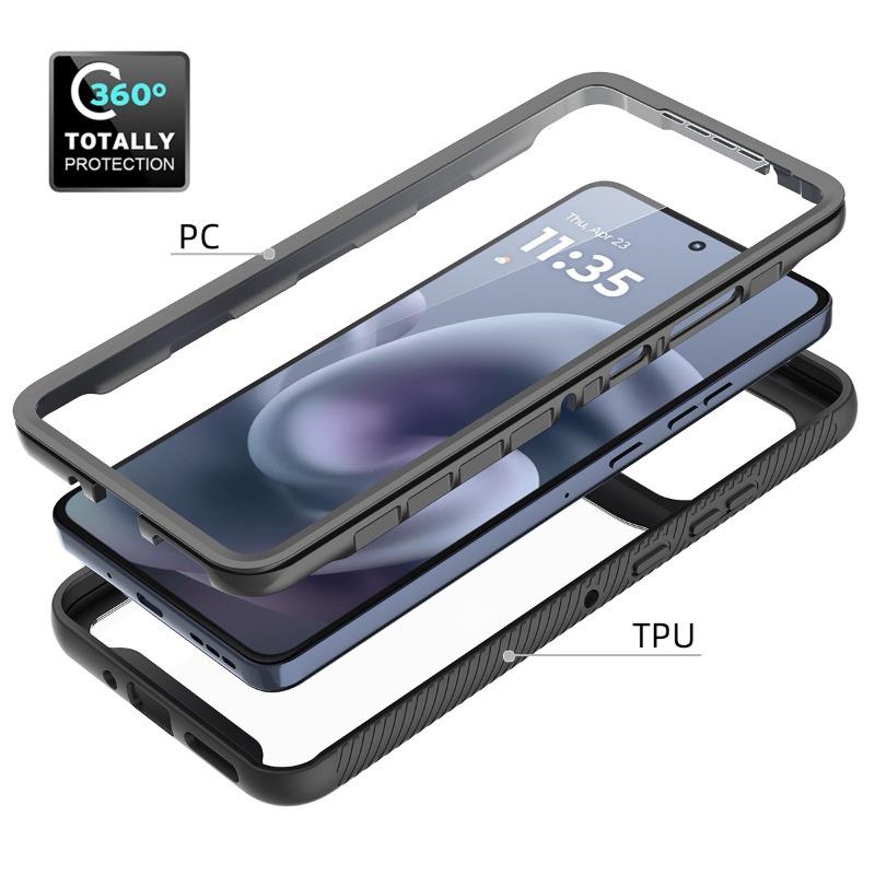 Soft TPU Frame Clear Case for Motorola G86 G56 G15 G05 G35 G55 G54 G84 G24 G14 G04S G53 G23 G13 Built in Screen Protector Cover