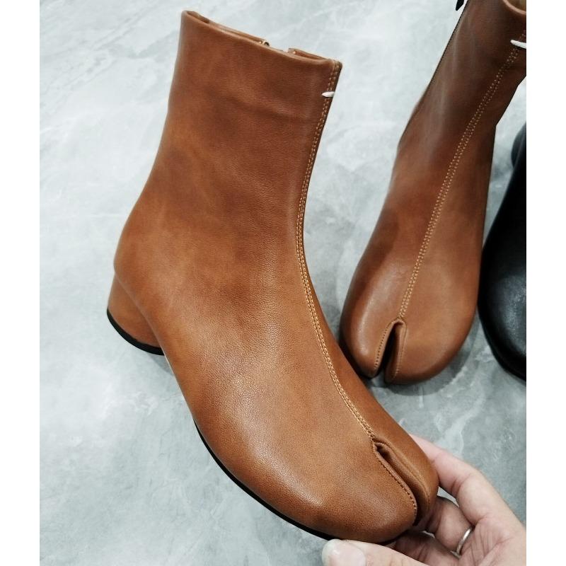 

Split-toed pig s trotters women s boots niche skinny thick heel retro side zipper chelsea boots medium tube martin boots short boots 40
