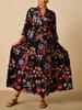 Plus Size Bohemian V-neck Long Dress - Spring/Summer European American Ethnic Style