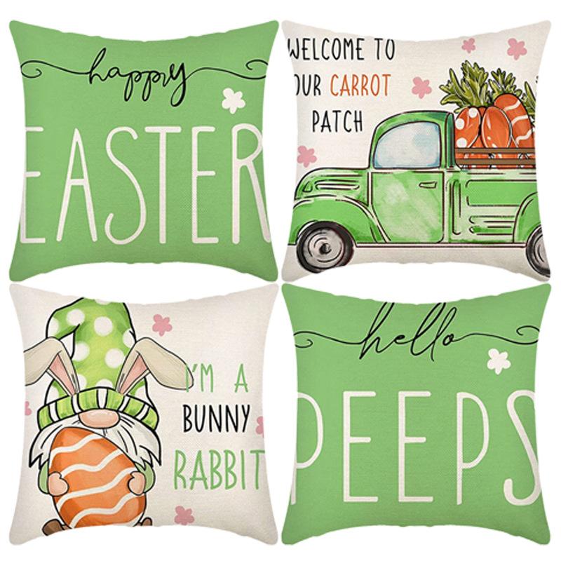 Easter Pillowcase Short Plush Digital Print Holiday Sofa Cushion Cover Easter Egg Bunny Car Cushion Pillowcase