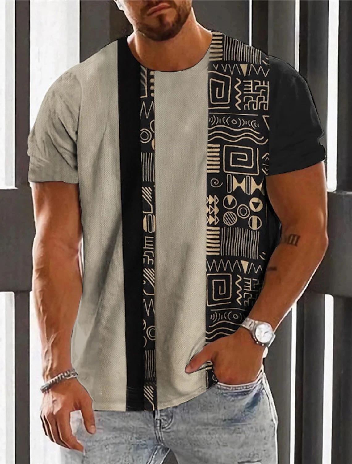 

Ethnic Style 3D Print T Shirt Summer Retro Fashion Casual Mens T Shirt Neutral Hip Hop Harajuku Street Totem Clothing Tops 6XL