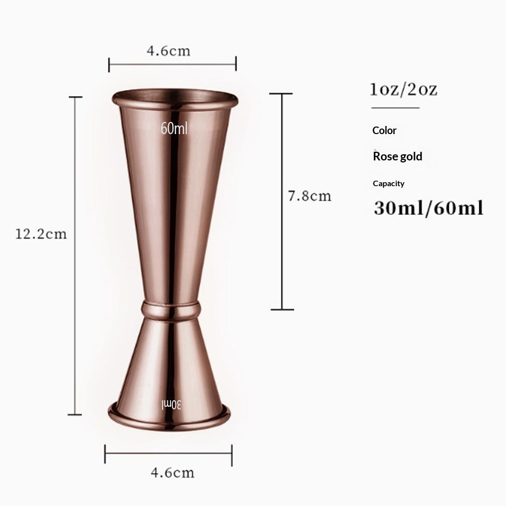 Hot 304 Stainless Steel Double-headed Measuring Cup, Thickened Ounce Cup, Wine Measuring Cup, Bar Bartender s Dispensing Tool розового золота
