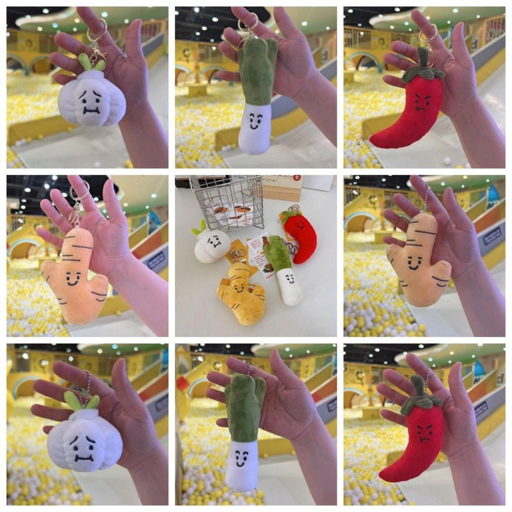 Green Onion Garlic Plush Keyring Garlic Vegetable Cartoon Design Key Holder  Birthday Gift