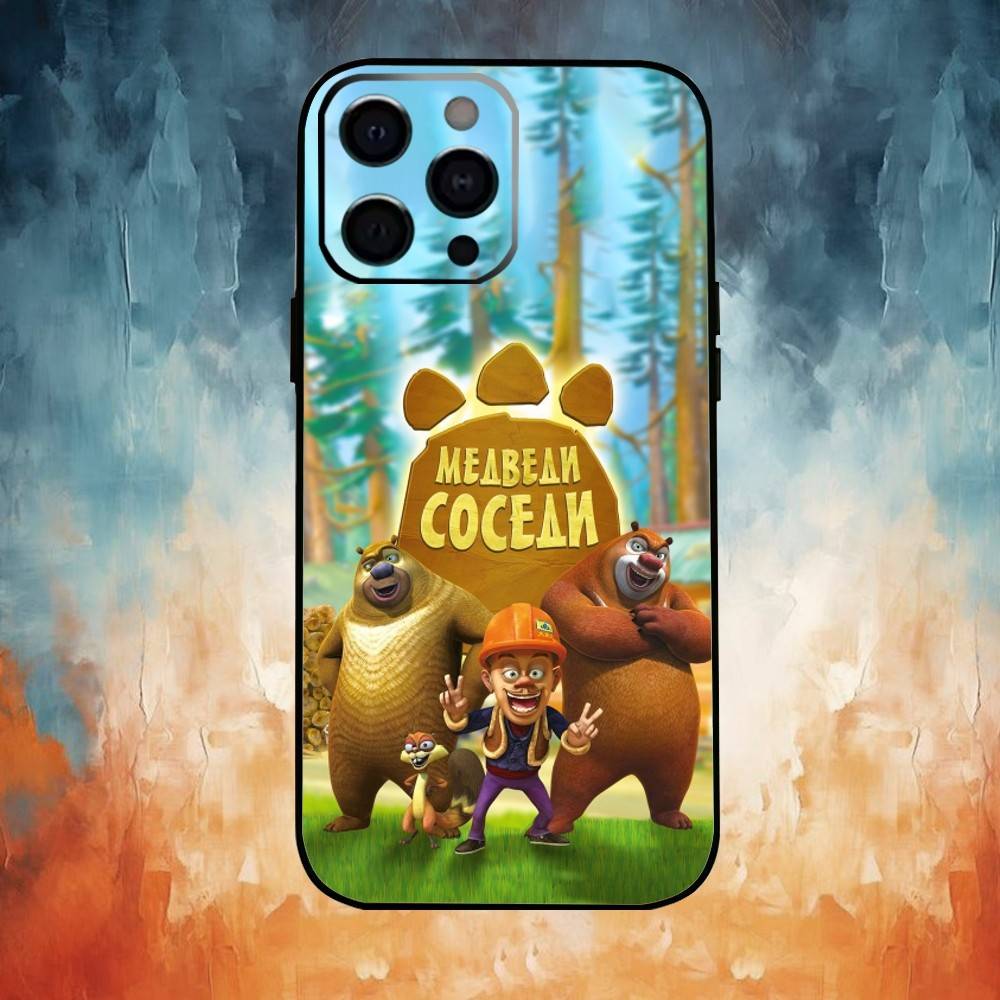 Cartoon Boonie Bears  Phone Case For iPhone 17,16,15,14,13,12,11 Plus,Pro Max,Soft Silicone Black Cover