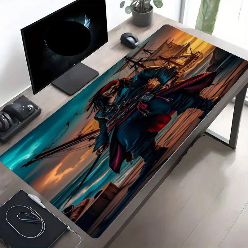 Captain Jack Sparrow Print Mouse Pad, Anti‑Slip Desktop keyboard Mat, for PC Laptop Gaming Working Daily Use, Cool Festival Birthday Gift