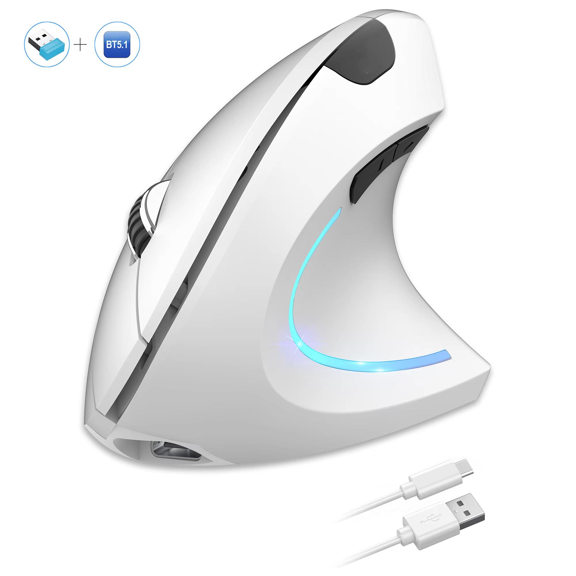 

Двомодова бездротова миша 2.4G Миша Bluetooth 5.1 2400 DPI Безшумна миша Акумуляторні миші для ноутбука настільного комп ютера білий