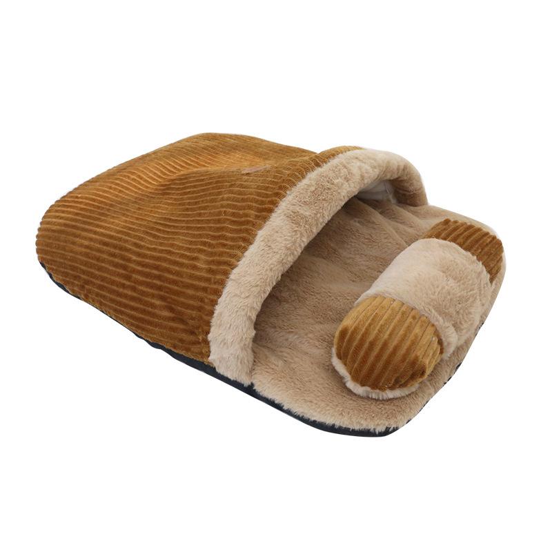 Pet Sleeping Bag with Velvet Warm Cat Quilt Dog Quilt Kitten Quilt Hole Kid Hole Removable Pillow Semi-enclosed Nest In Winter