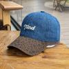 Leopard print splicing denim baseball cap children's new wide brim show face small couple hip-hop cap male tide