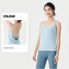 Foreign Trade Yoga Clothes With Chest Pad Fake Two-Piece Sexy Beauty Back Sports Quick-Drying Vest Cover up Loose Fitness Top Women