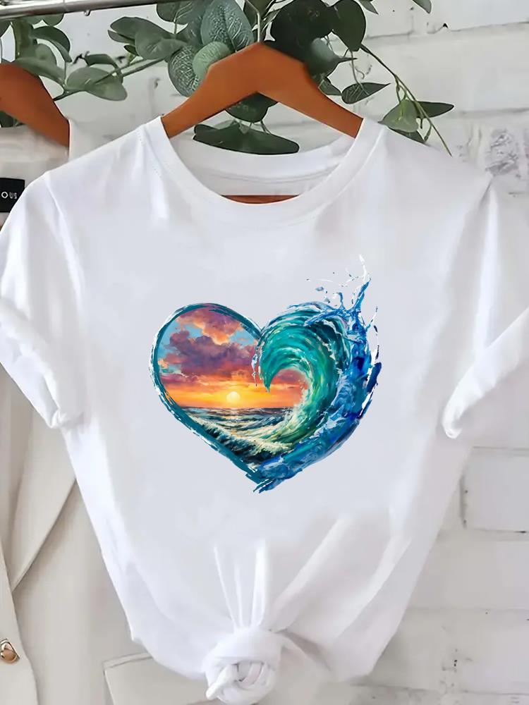 (Asian Size) T Shirt Tee Feather Trend Cute Top Clothing Fashion Women Casual Printed Lady Female Graphic  Short Sleeve T-shirts