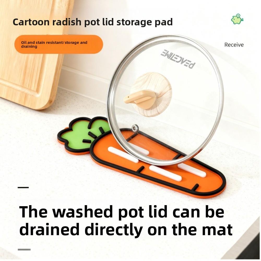 Drain Spatula Storage Mat Carrot Countertop Drain Pad New Pot Lid Mat