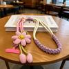 1Pcs Cute Flower Decor Adjustable Phone Lanyard Durable Braided Strap For Daily Outing Shopping Travel Anti Lost Accessory