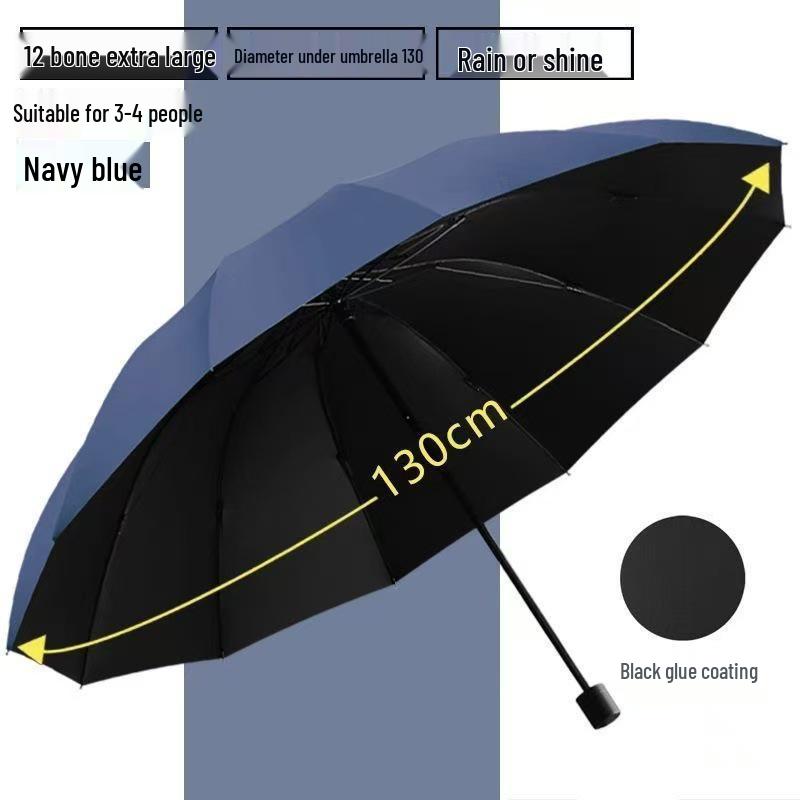 Reinforced Oversized Dual-use Umbrella: Sun & Rain Protection, Anti-riot, 12 Ribs, Thickened, Foldable